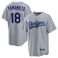 Los Angeles Dodgers #18 Yoshinobu Yamamoto Player Gray FEDASGOGE Game Stitched Jerseys