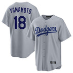 Los Angeles Dodgers #18 Yoshinobu Yamamoto Player Gray FEDASGOGE Game Stitched Jerseys