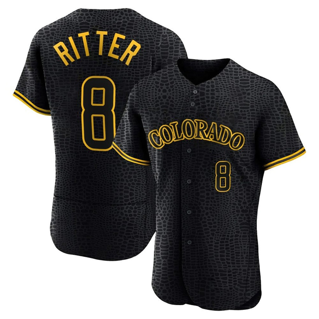 Colorado Rockies #8 Ryan Ritter Player Black FEDASGOGE Snake Skin City Limited Elite Home Stitched Jerseys