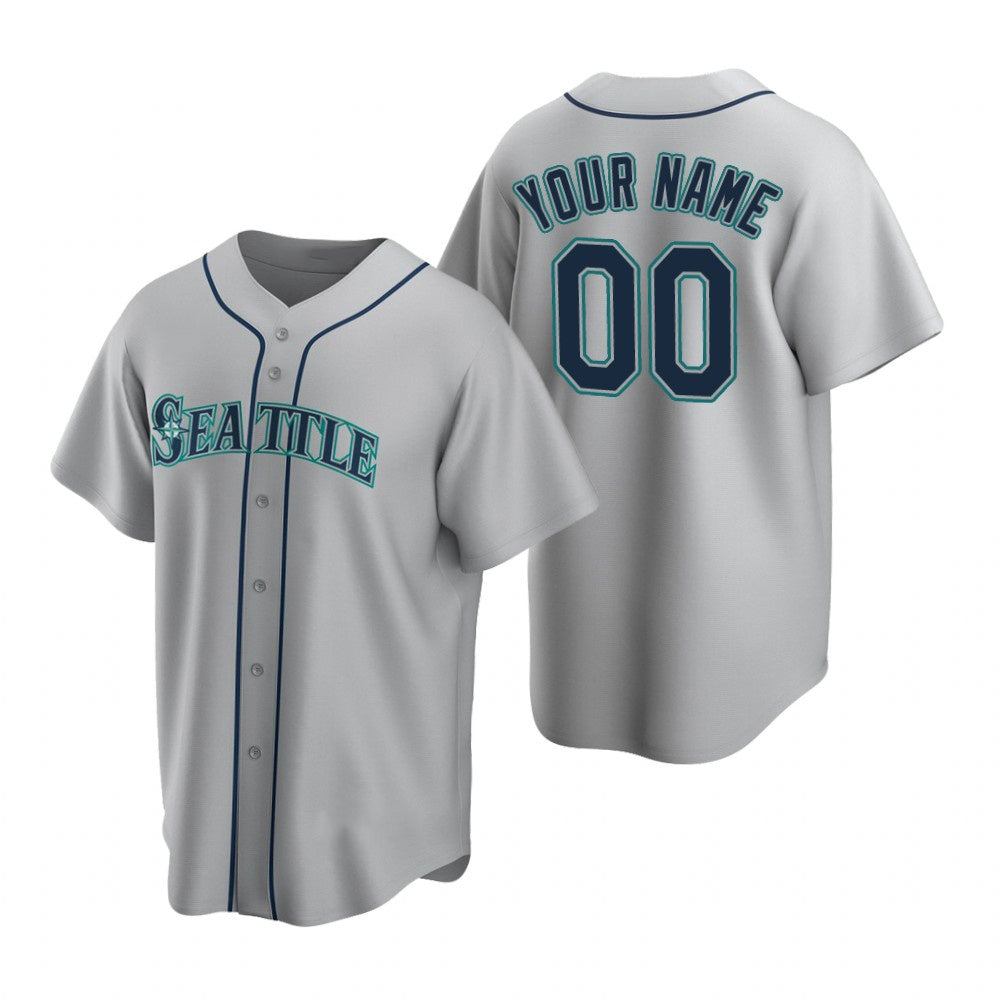 Custom Seattle Mariners Gray FEDASGOGE Stitched Cool Base Road Jersey