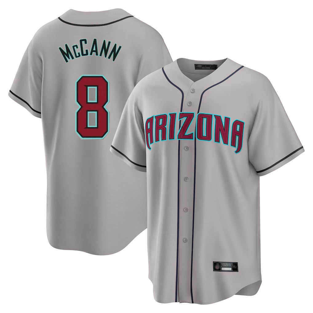 Arizona Diamondbacks #8 James McCann Player Gray FEDASGOGE Road Home Game Stitched Jerseys