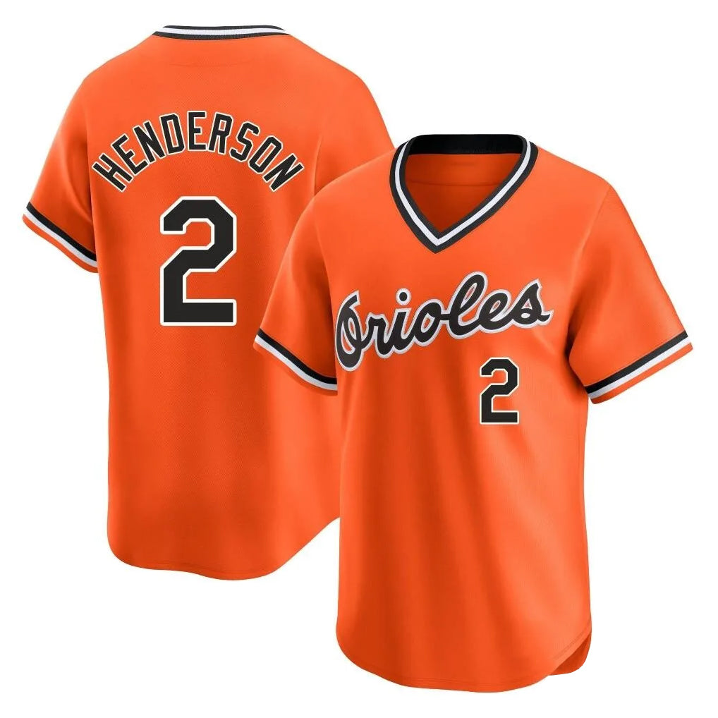 Baltimore Orioles #2 Gunnar Henderson Player Orange FEDASGOGE T-shirt Limited Home Game Stitched Jerseys