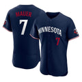 Minnesota Twins #7 Joe Mauer Player Navy FEDASGOGEReplica Home Limited Elite Stitched Jerseys