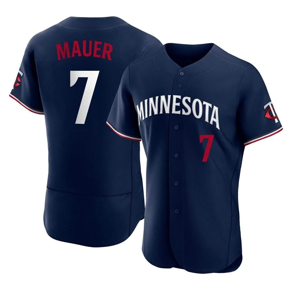 Minnesota Twins #7 Joe Mauer Player Navy FEDASGOGEReplica Home Limited Elite Stitched Jerseys
