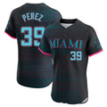 Miami Marlins #39 Eury Perez Player Black FEDASGOGE City Connect Home Limited Elite Stitched Jerseys