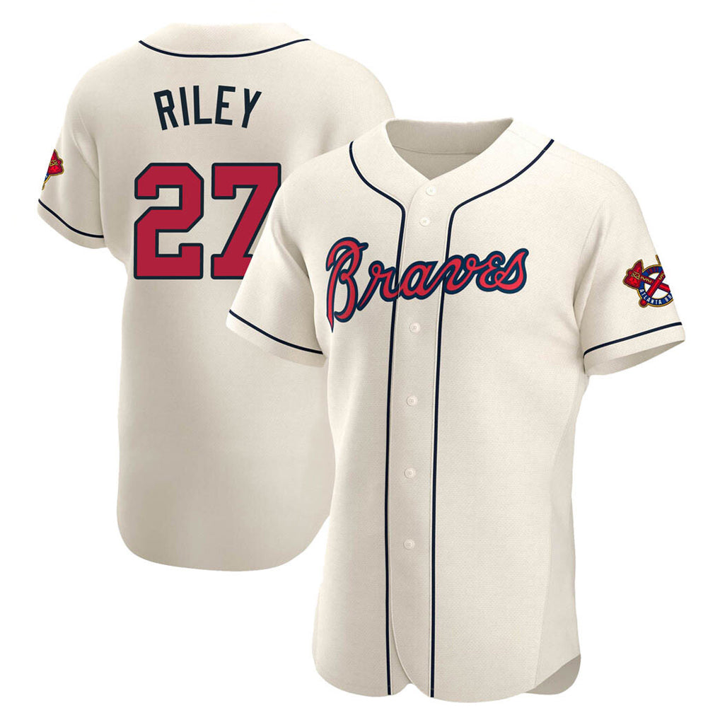 Atlanta Braves #27 Austin Riley Player Cream FEDASGOGE Limited Elite Home Game Stitched Jerseys