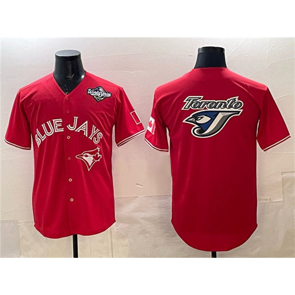 Toronto Blue Jays Team Big Logo Red FEDASGOGE 2025 World Series Home Cool Base Stitched Jersey