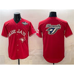 Toronto Blue Jays Team Big Logo Red FEDASGOGE 2025 World Series Home Cool Base Stitched Jersey