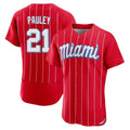 Miami Marlins #21 Graham Pauley Player Red FEDASGOGE City Connect Home Limited Elite Stitched Jerseys