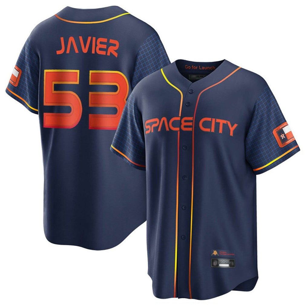 Houston Astros #53 Cristian Javier Player Navy FEDASGOGE City Connect Home Game Stitched Jerseys