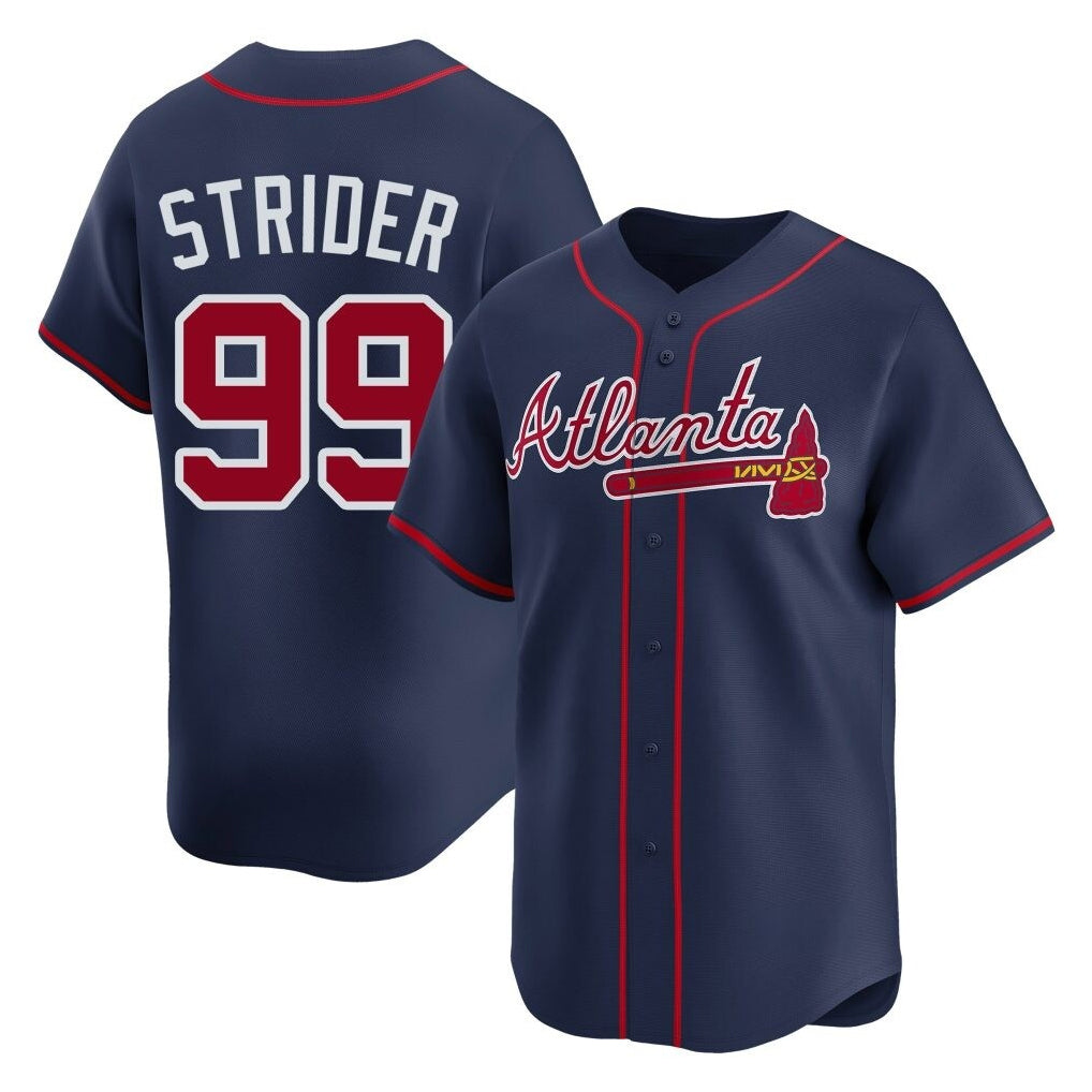 Atlanta Braves #99 Spencer Strider Player Navy FEDASGOGE Limited Home Game Stitched Jerseys