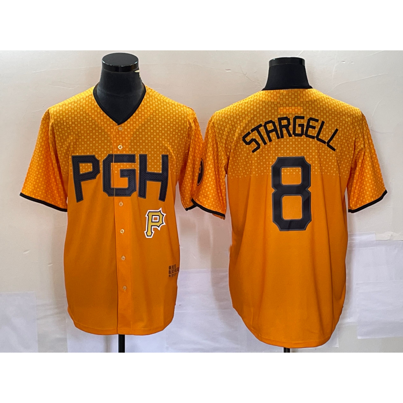 Pittsburgh Pirates #8 Willie Stargell Gold FEDASGOGE 2023 City Connect Stitched Jersey 2