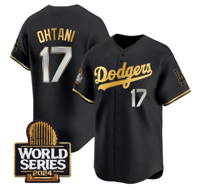 Los Angeles Dodgers #17 Shohei Ohtani Black Gold FEDASGOGE 2024 World Series Limited Stitched Jersey