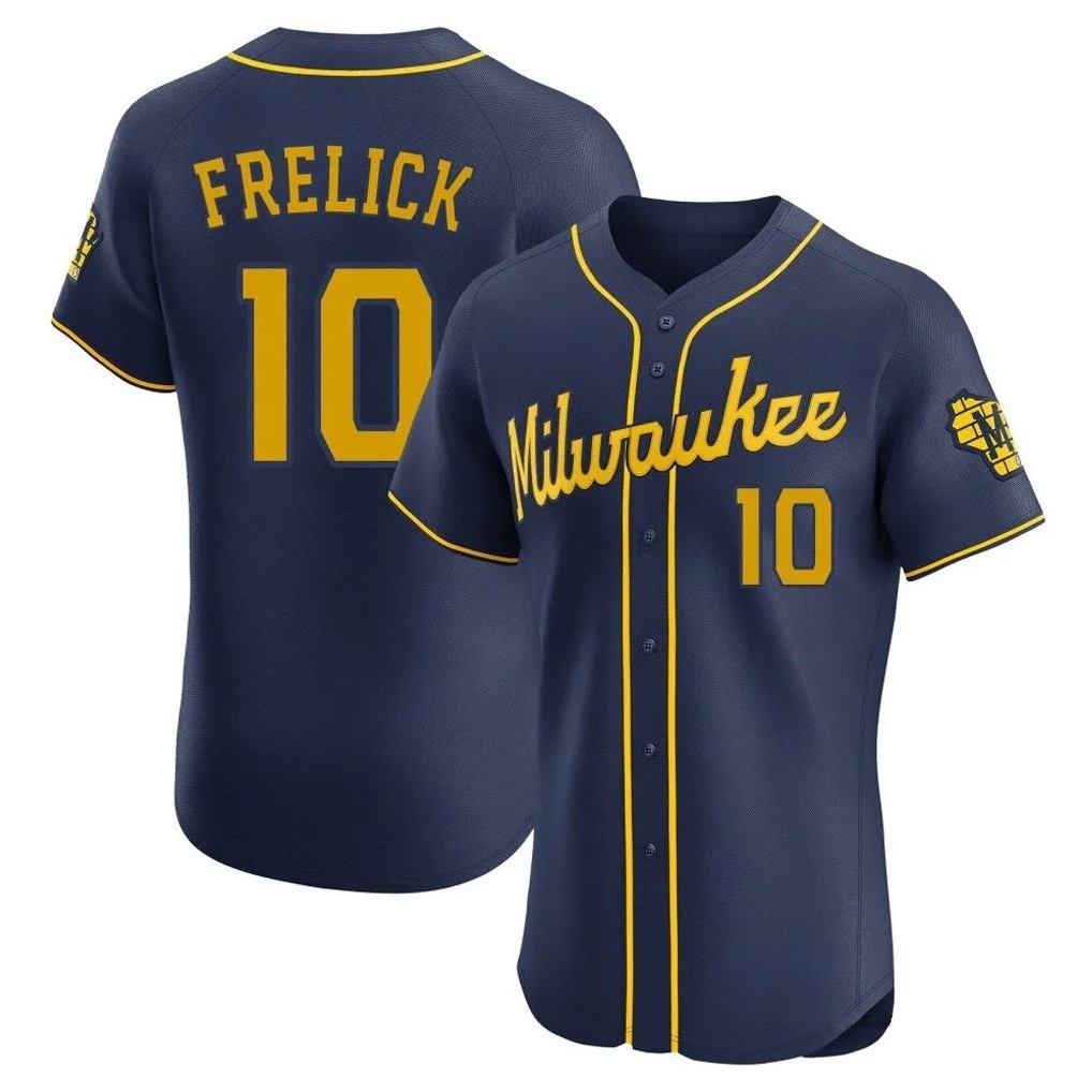 Milwaukee Brewers #10 Sal Frelick Player Navy FEDASGOGE Home Limited Elite Stitched Jerseys