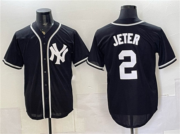 New York Yankees #2 Derek Jeter 2026 Fashion Replica Black FEDASGOGE Out Stitched Jersey