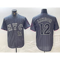 New York Mets #12 Francisco Lindor Number Grey FEDASGOGE 2024 City Connect Cool Base Stitched Jersey 2