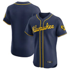 Milwaukee Brewers Blank Player Navy FEDASGOGE Home Limited Elite Stitched Jerseys