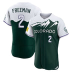 Colorado Rockies #2 Tyler Freeman Player Green FEDASGOGE City Connect Limited Elite Home Stitched Jerseys