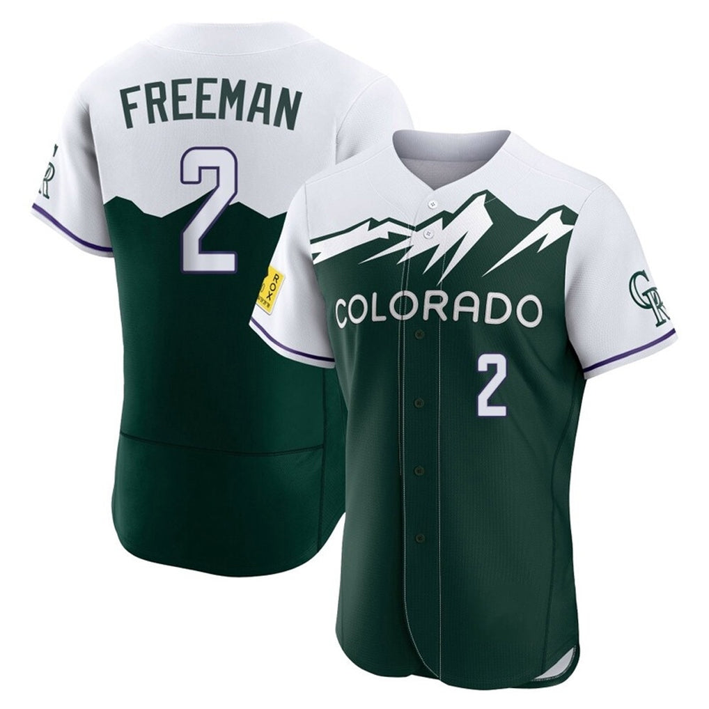 Colorado Rockies #2 Tyler Freeman Player Green FEDASGOGE City Connect Limited Elite Home Stitched Jerseys