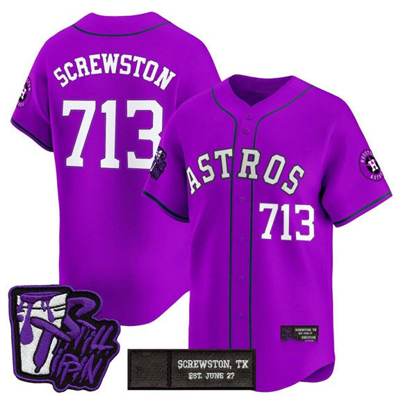 Houston Astros #713 DJ Screwston Still Tippin Purple FEDASGOGE Patch Vapor Limited Stitched Jersey