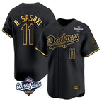 Los Angeles Dodgers #11 Roki Sasaki Player Black Gold FEDASGOGE World Series Limited Home Stitched Jerseys