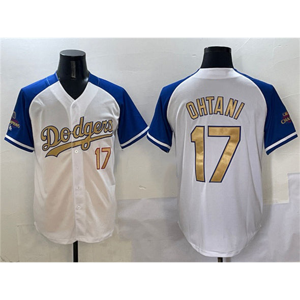 Los Angeles Dodgers #17 Shohei Ohtani White Royal Gold FEDASGOGE 2024 World Series Champions Vapor Limited Stitched Jersey