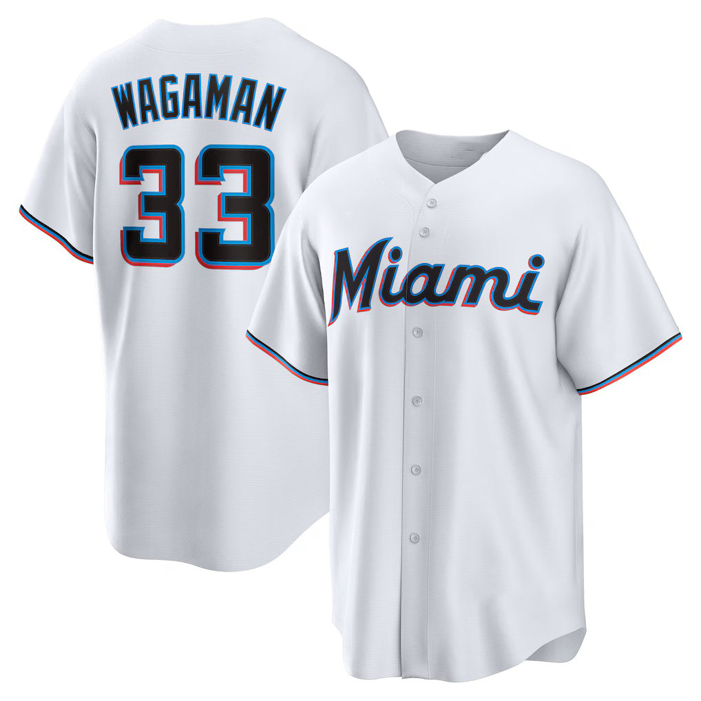 Miami Marlins #33 Eric Wagaman White FEDASGOGE Home Replica Jersey