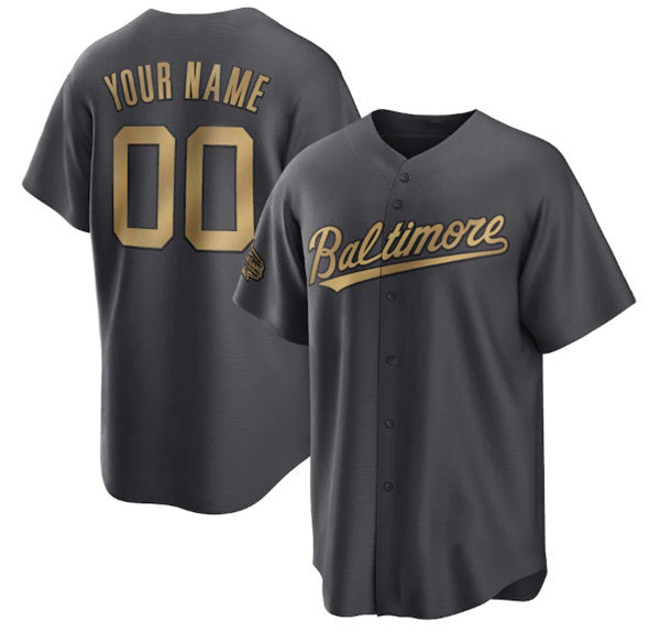 Custom Baltimore Orioles Active Player Charcoal FEDASGOGE 2022 All-Star Cool Base Stitched Jersey