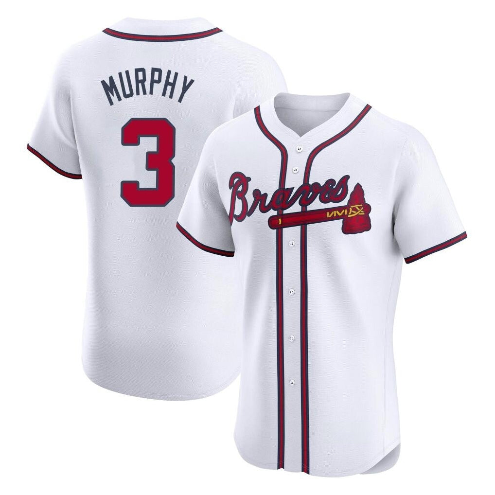Atlanta Braves #3 Dale Murphy Player White FEDASGOGE Limited Elite Home Game Stitched Jerseys