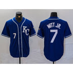 Kansas City Royals #7 Bobby Witt Jr Number Royal FEDASGOGE Cool Base Stitched Jersey