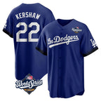 Los Angeles Dodgers #22 Clayton Kershaw Player Royal FEDASGOGE World Series City Connect Home Game Stitched Jerseys