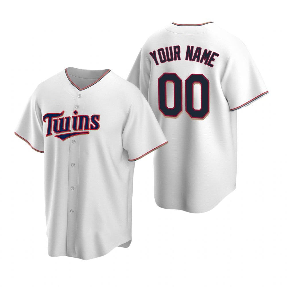 Custom Minnesota Twins White FEDASGOGE Stitched Cool Base Home Jersey