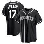 Colorado Rockies #17 Todd Helton Player Black FEDASGOGE Fashion Out Home Game Stitched Jerseys
