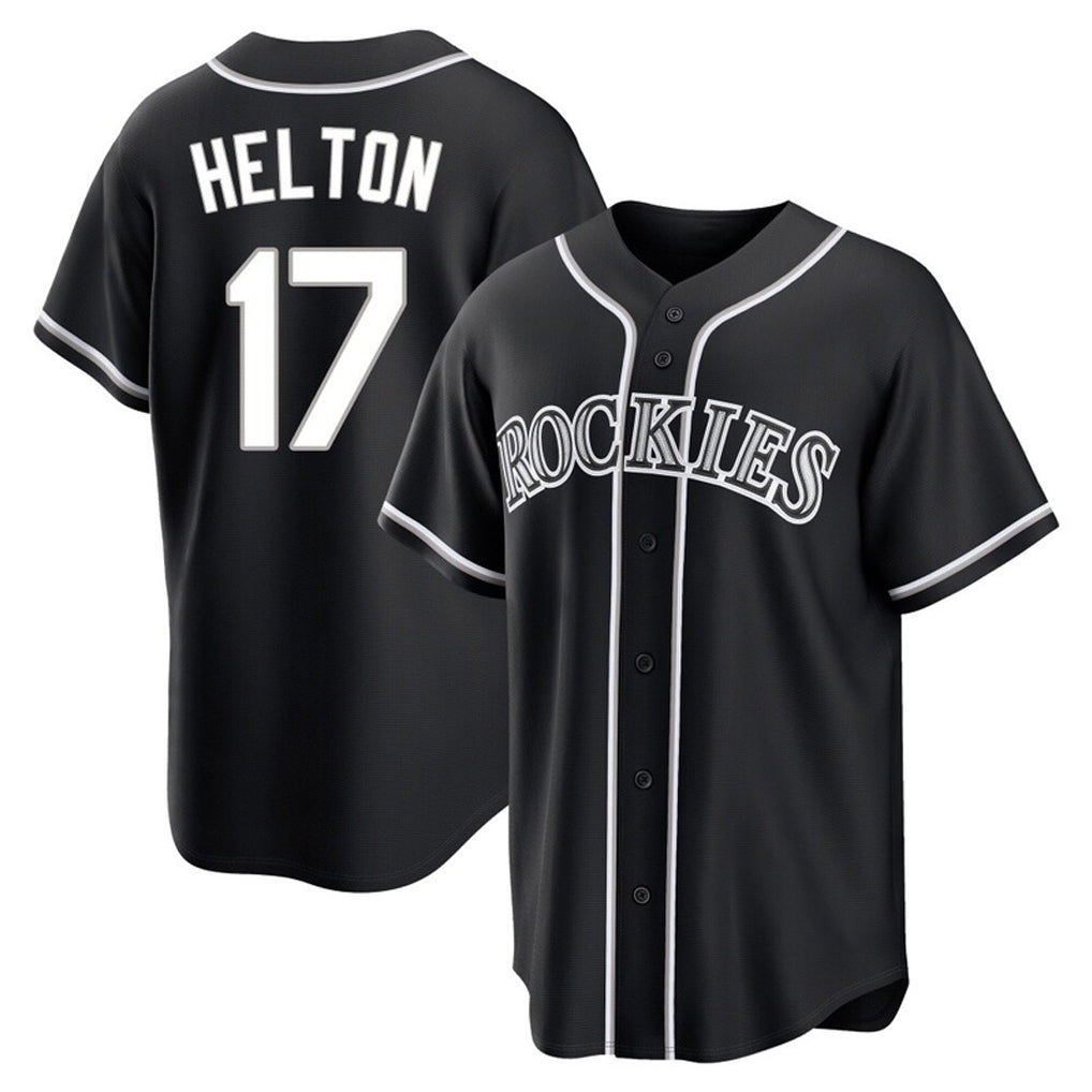 Colorado Rockies #17 Todd Helton Player Black FEDASGOGE Fashion Out Home Game Stitched Jerseys