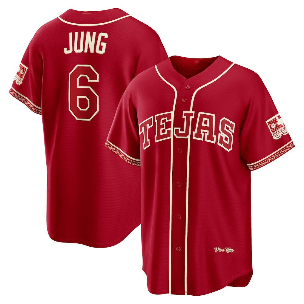 Texas Rangers #6 Josh Jung Red FEDASGOGE 2026 City Connect Stadium Jersey