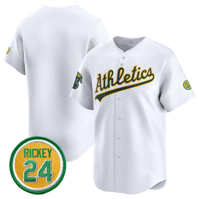 Oakland Athletics Blank White FEDASGOGE 2024 Home Limited With Rickey Henderson Patch Stitched Jersey