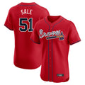 Atlanta Braves #51 Chris Sale Player Red FEDASGOGE Limited Elite Home Game Stitched Jerseys