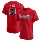 Atlanta Braves #51 Chris Sale Player Red FEDASGOGE Limited Elite Home Game Stitched Jerseys