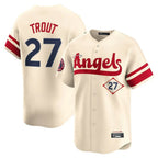 Los Angeles Angels #27 Mike Trout Player Cream FEDASGOGE City Connect Limited Home Stitched Jerseys