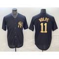 New York Yankees #11 Anthony Volpe Black Gold FEDASGOGE Cool Base Stitched Jersey