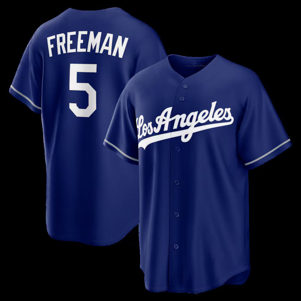Los Angeles Dodgers #5 Freddie Freeman Royal FEDASGOGE Alternate Replica Jersey