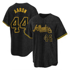 Atlanta Braves #44 Hank Aaron Player Black FEDASGOGE Snake Skin City Home Game Stitched Jerseys