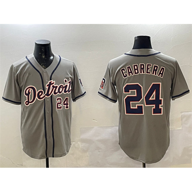 Detroit Tigers #24 Miguel Cabrera Gray FEDASGOGE Cool Base Stitched Jersey
