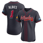 Atlanta Braves #1 Ozzie Albies Player Navy FEDASGOGE 2025 Speedway Classic Limited Elite Home Game Stitched Jerseys