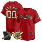 Custom Atlanta Braves Armed Forces Day Vapor Premier Limited Jersey ¨CRed FEDASGOGE