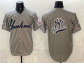 New York Yankees Team Big Logo Grey FEDASGOGE With Patch Limited Stitched Jersey