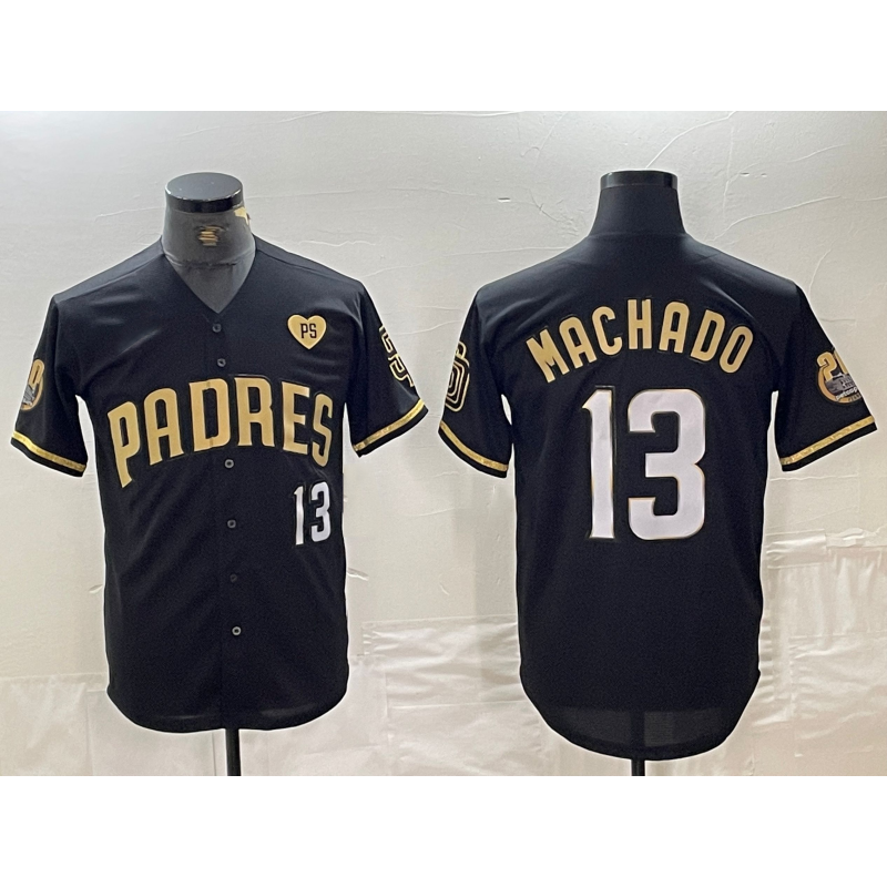 San Diego Padres #13 Manny Machado Black Gold FEDASGOGE With Patch Cool Base Stitched Jersey