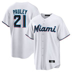 Miami Marlins #21 Graham Pauley Player White FEDASGOGE Home Game Stitched Jerseys