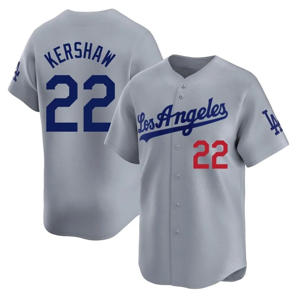Los Angeles Dodgers #22 Clayton Kershaw Player Gray FEDASGOGE Limited Home Stitched Jerseys