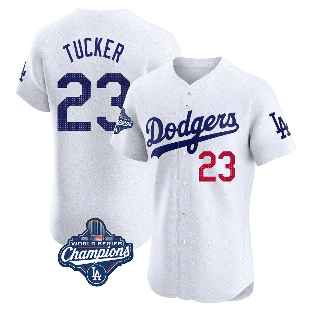 Los Angeles Dodgers #23 Kyle Tucker Player White FEDASGOGE World Series Meet  Limited Elite Home Stitched Jerseys